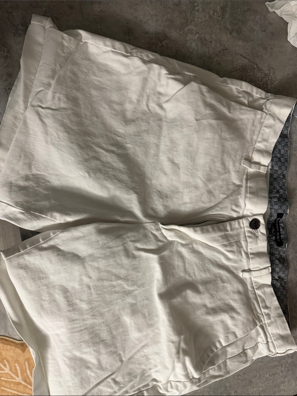 Michael Kors White Flat Front Men's Shorts